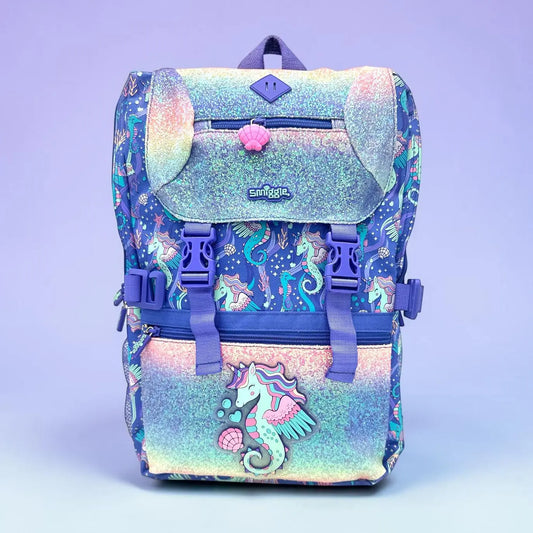 SHIMMERY SEAHORSE FLAP OVER BACKPACK