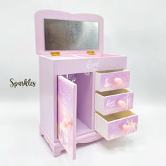 PINK WOODEN JEWELRY VANITY