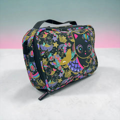 BLACK KITTY INSULATED LUNCH BAG