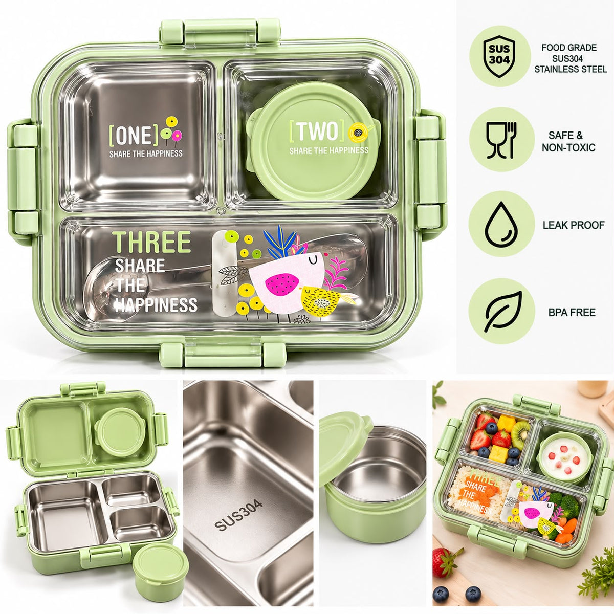 PRACTICAL COMPARTMENT STAINLESS STEEL LUNCH BOX