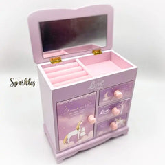 PINK WOODEN JEWELRY VANITY