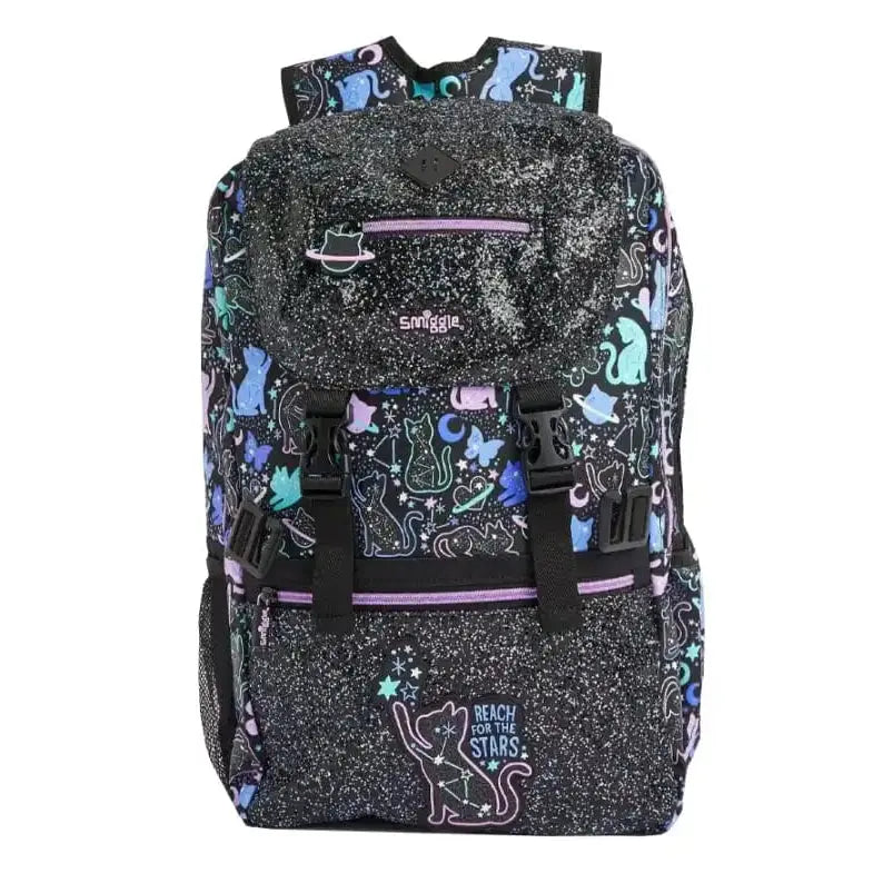 ORIGINAL BLACK KITTY LIMITLESS FOLDOVER BACKPACK SPARKLES