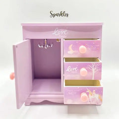 PINK WOODEN JEWELRY VANITY