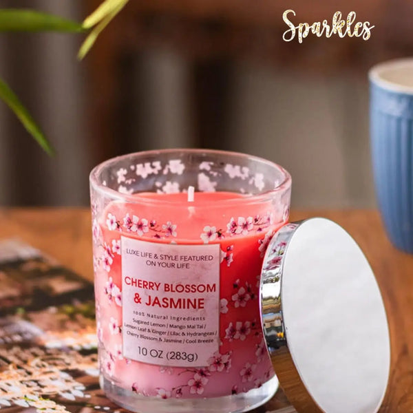 HOME FRAGRANCE CHERRY BLOSSOM AND JASMINE SCENTED CANDLE
