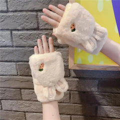 BUNNY PLUSH GLOVES FOR WINTER