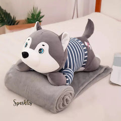 HUSKY PLUSH BLANKET FOR WINTER