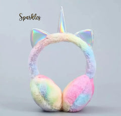 RAINBOW PLUSH EARMUFFS FOR WINTER