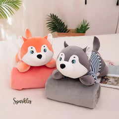 HUSKY PLUSH BLANKET FOR WINTER