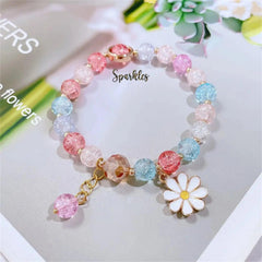 FLOWER CHARM BEADED BRACELET