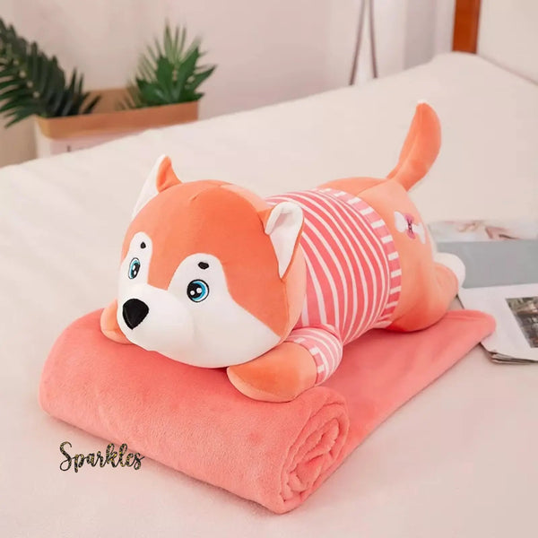 HUSKY PLUSH BLANKET FOR WINTER