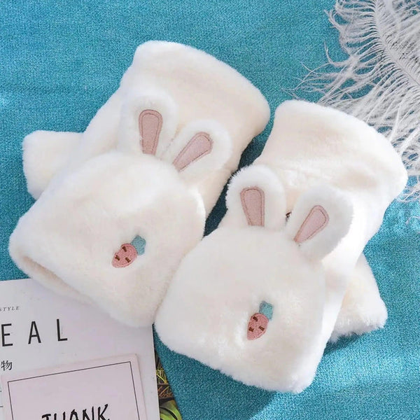 BUNNY PLUSH GLOVES FOR WINTER