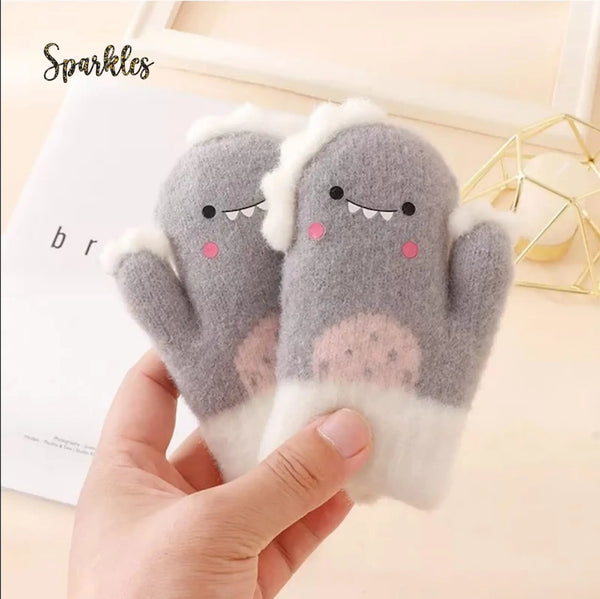 CUTE WARM DINOSAUR GLOVES FOR WINTER