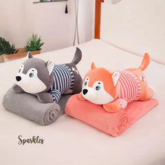 HUSKY PLUSH BLANKET FOR WINTER
