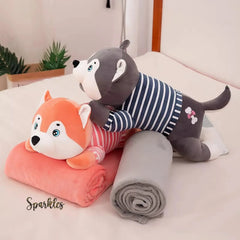HUSKY PLUSH BLANKET FOR WINTER