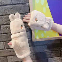 BUNNY PLUSH GLOVES FOR WINTER