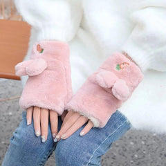 BUNNY PLUSH GLOVES FOR WINTER