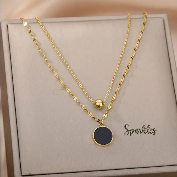 BLACK ONYX DOUBLE CHAIN