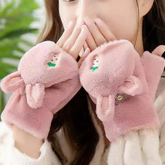 BUNNY PLUSH GLOVES FOR WINTER